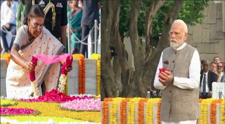 राजघाट में पीएम मोदी और राष्ट्रपति मुर्मू समेत कई नेताओं ने दी राष्ट्रपिता महात्मा गांधी को श्रद्धांजलि
